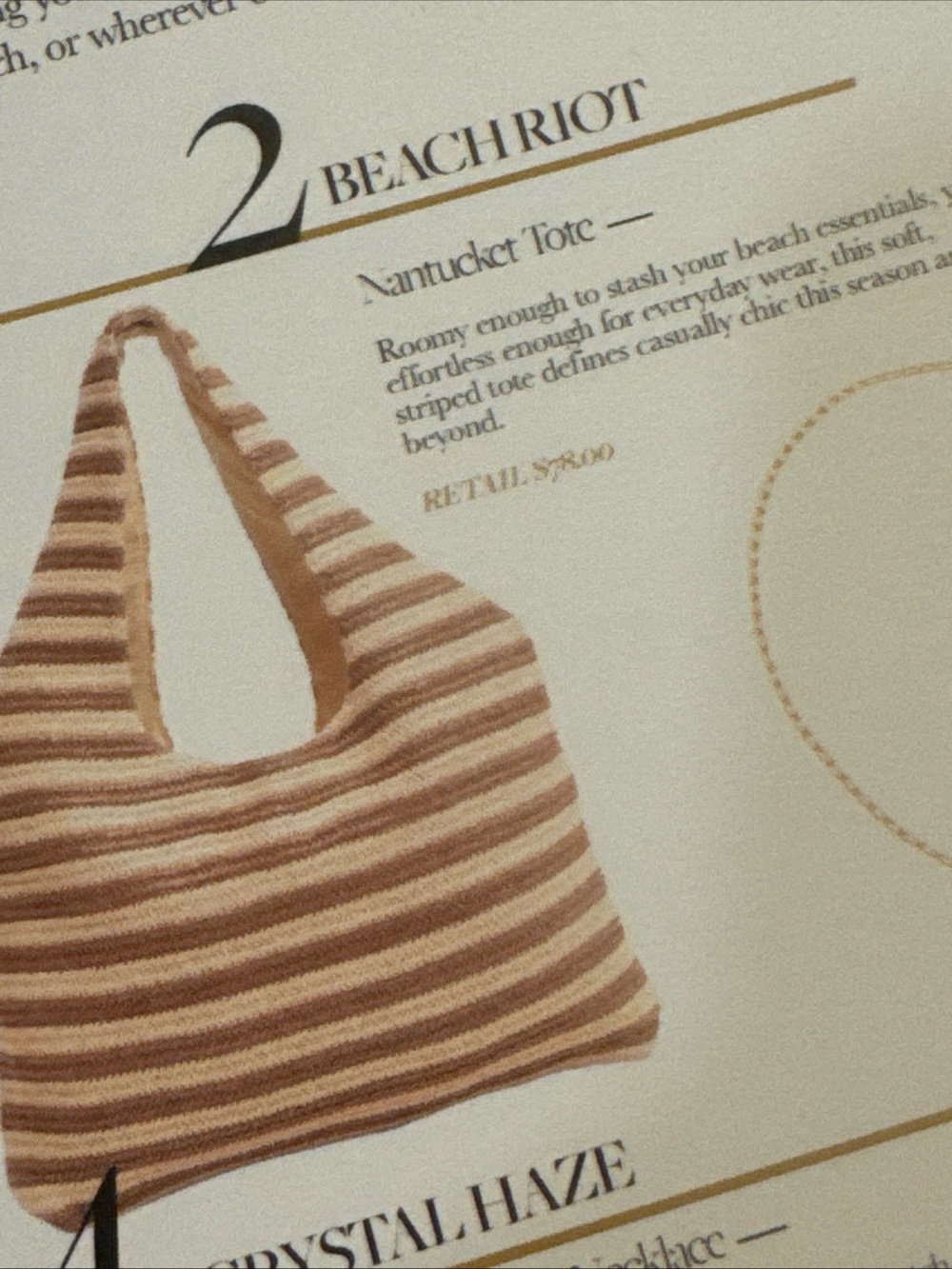 Beach Riot Tote Bag NANTUCKET STRIPED BROWN CREAM NEW WITH TAG